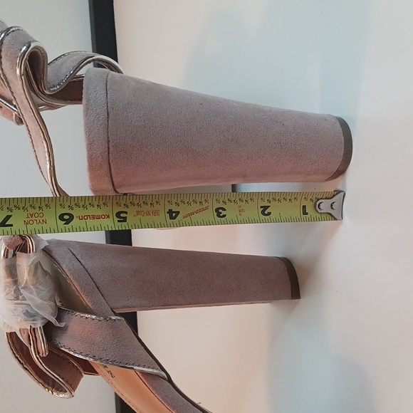 Blush Pink Maddelena Ankle Strap Block High Heels - Picture 4 of 5